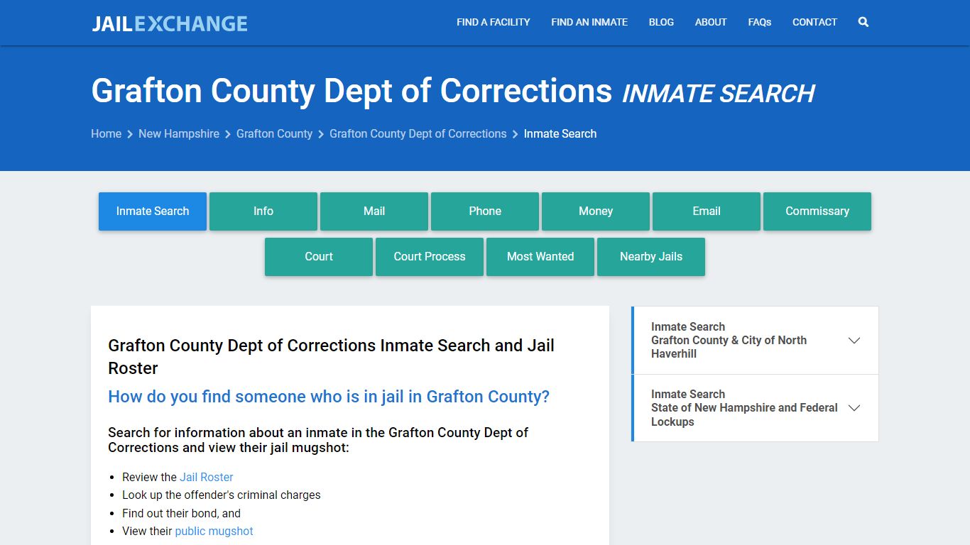 Grafton County Dept of Corrections Inmate Search - Jail Exchange