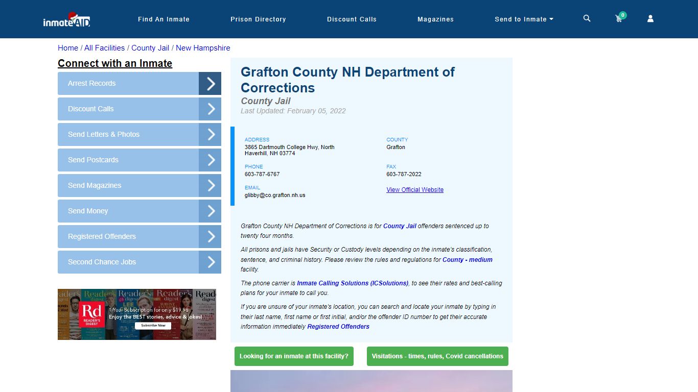 Grafton County NH Department of Corrections - InmateAid